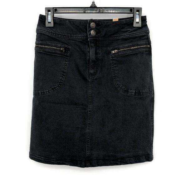 PRANA Women's Broadway Denim Pencil Skirt Size 2 Black Onyx Organic Stretch NWT - Picture 4 of 10